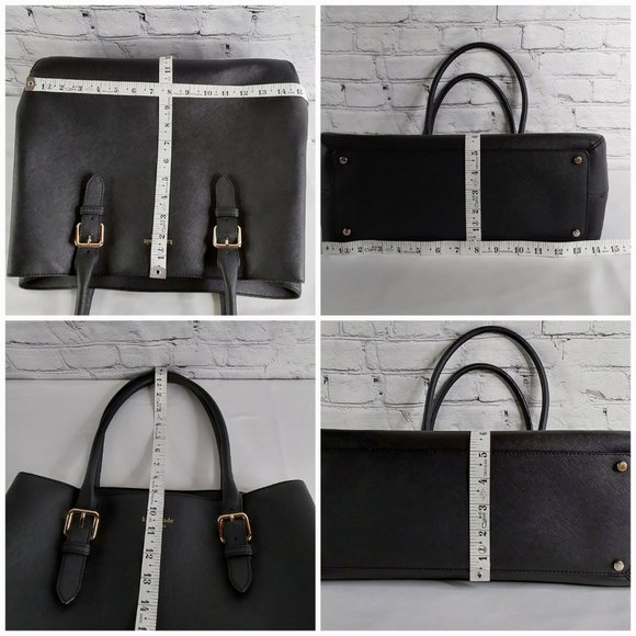 KATE SPADE SAFFIANO LEATHER ADJUSTABLE BUCKLE STRAP LARGE SHOULDER  BAG ONYX - Picture 13 of 16